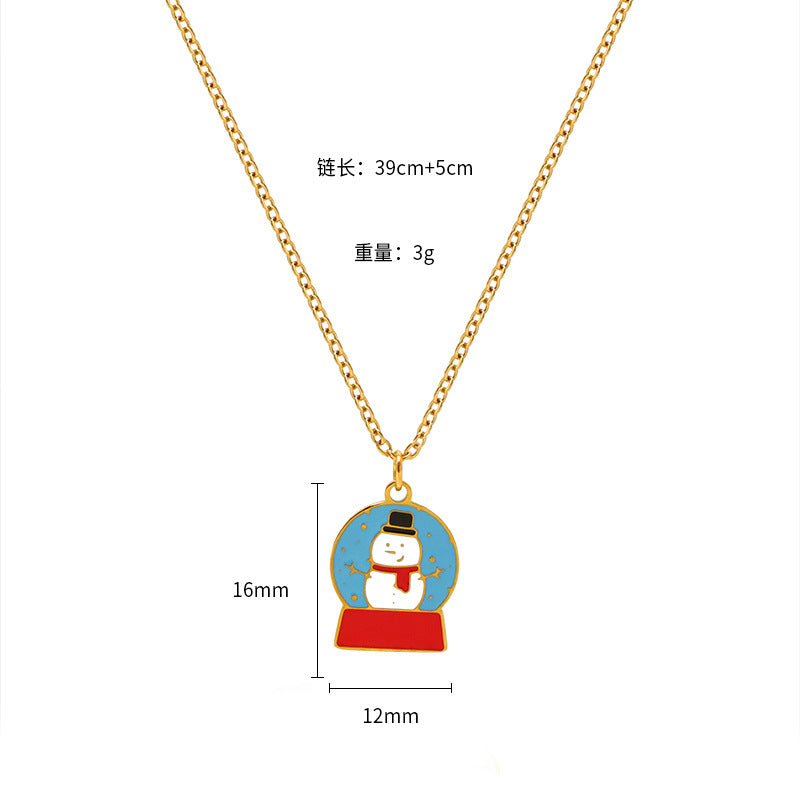 Wholesale Christmas Elk Snowman Bell Necklace